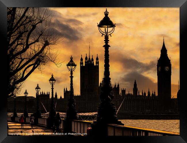  Parliament at sunset Framed Print by David Belcher