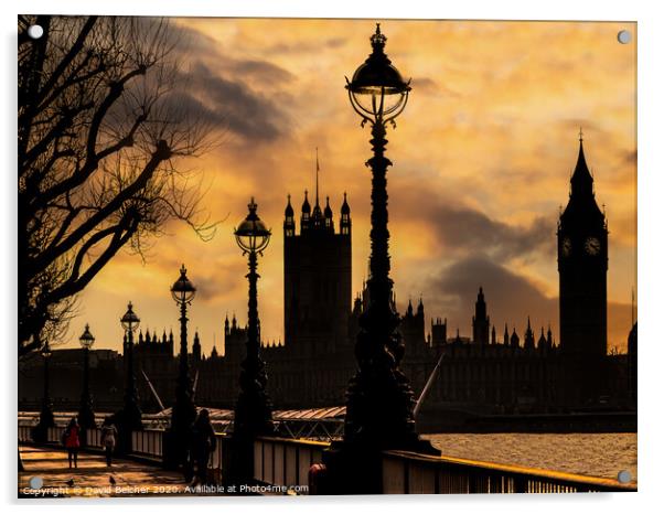  Parliament at sunset Acrylic by David Belcher