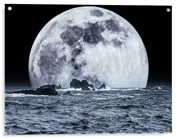 New Moon Rise Acrylic by David Martin