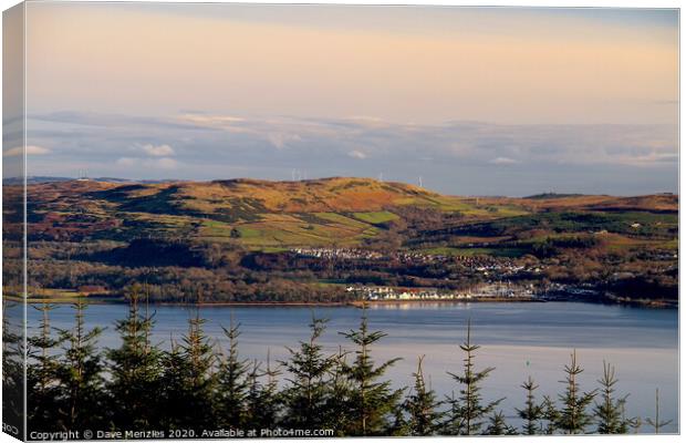 Inverkip Marina from Cowal Canvas Print by Dave Menzies