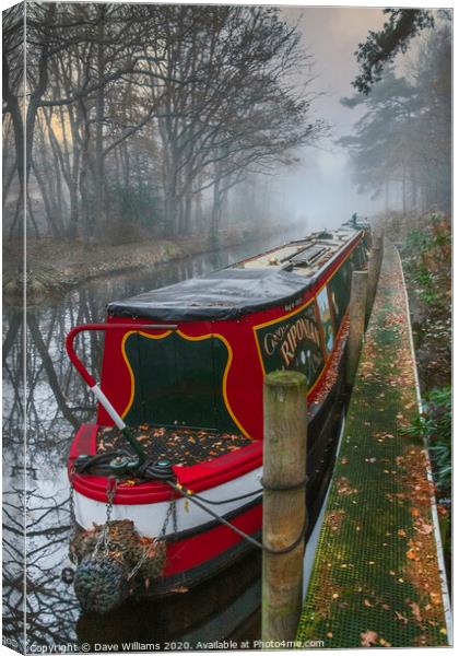 Foggy Morning on the Canal  Canvas Print by Dave Williams