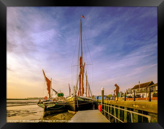 Barges at Maldon quay. Framed Print by Bill Allsopp