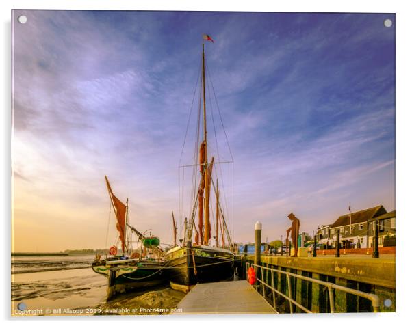 Barges at Maldon quay. Acrylic by Bill Allsopp