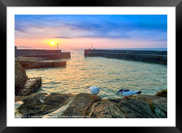 Doves and a Sunrise, Charlestown Cornwall Framed Mounted Print by Gordon Maclaren