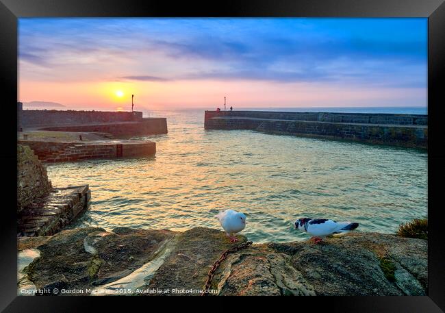 Doves and a Sunrise, Charlestown Cornwall Framed Print by Gordon Maclaren