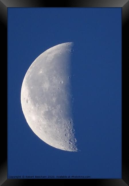 Early morning half moon just after sunrise  Framed Print by Robert Beecham