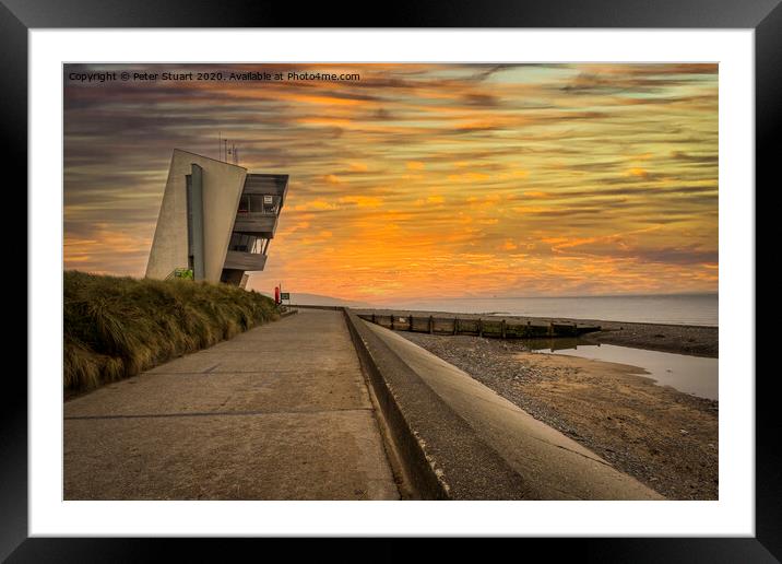 Sunset at Rossall Beach and Watch Tower at Fleetwood, Lancashire Framed Mounted Print by Peter Stuart