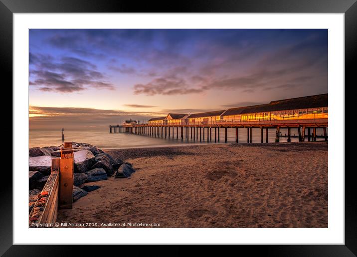 Dawn at Southwold pier. Framed Mounted Print by Bill Allsopp
