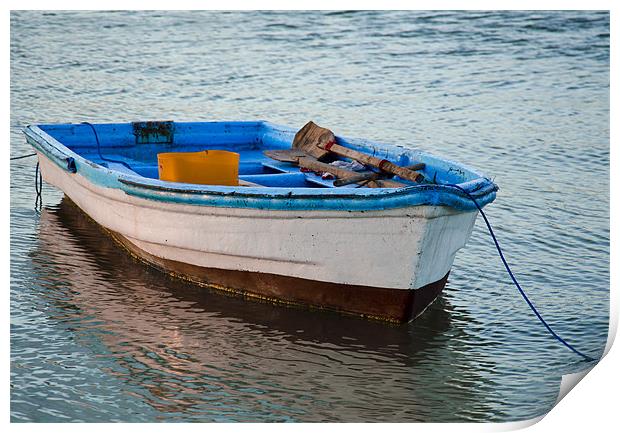 boat resting Print by Hassan Najmy