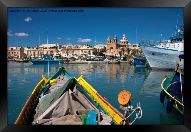 Marsaxlokk harbour, Malta Framed Print by Jim Jones