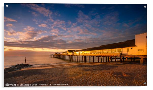 Southwold pier at sunrise. Acrylic by Bill Allsopp