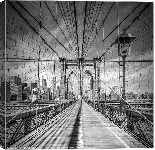 NEW YORK CITY Brooklyn Bridge | Monochrom Canvas Print by Melanie Viola