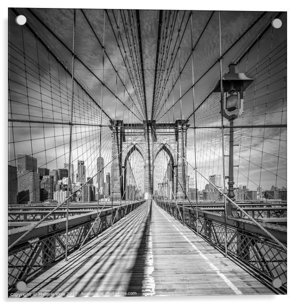 NEW YORK CITY Brooklyn Bridge | Monochrom Acrylic by Melanie Viola