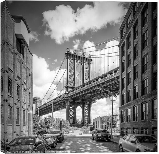 NEW YORK CITY Manhattan Bridge | Monochrome Canvas Print by Melanie Viola