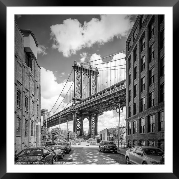 NEW YORK CITY Manhattan Bridge | Monochrome Framed Mounted Print by Melanie Viola