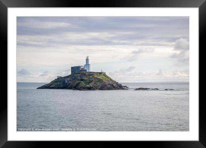 Mumbles lighthouse from the pier Framed Mounted Print by Bryn Morgan