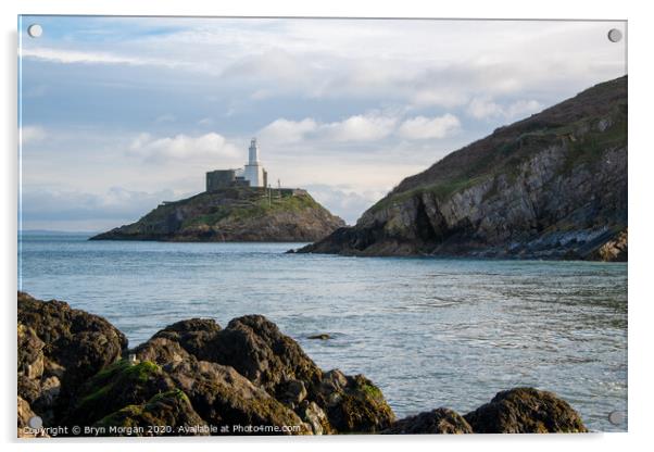 Mumbles lighthouse Acrylic by Bryn Morgan