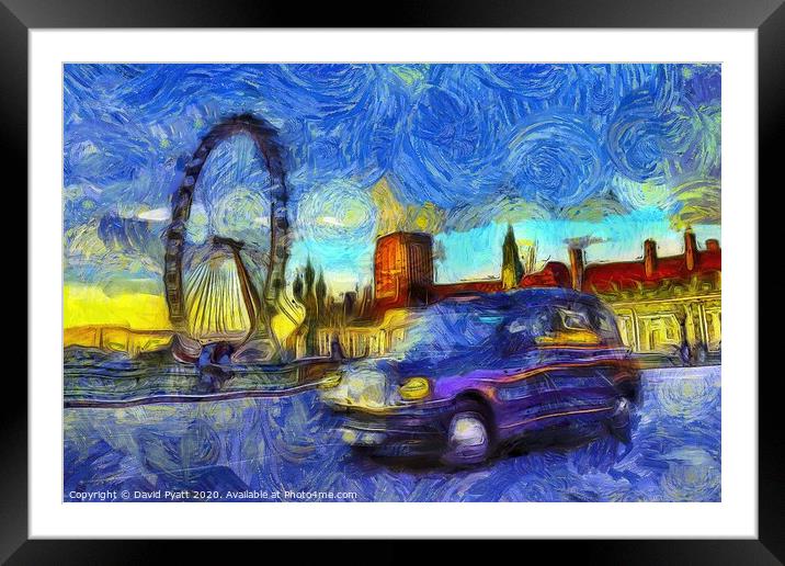 London Taxi Van Gogh Framed Mounted Print by David Pyatt
