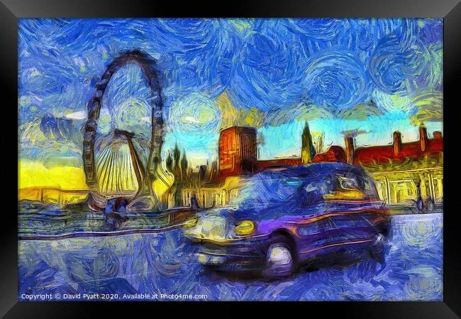 London Taxi Van Gogh Framed Print by David Pyatt
