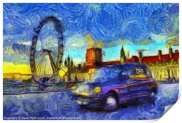 London Taxi Van Gogh Print by David Pyatt
