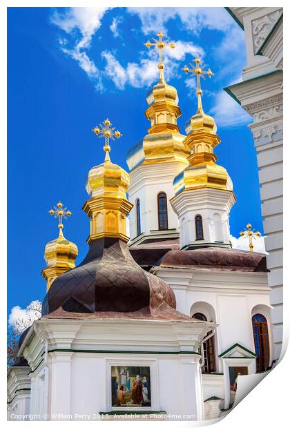 Ornate Crosses Gold Domes Lavra Cathedral Kiev Ukraine  Print by William Perry