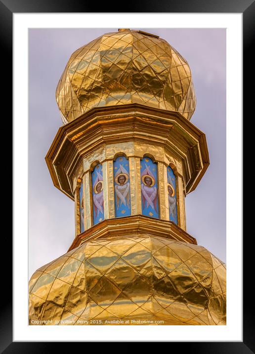 Angels Bell Tower Lavra Cathedral Kiev Ukraine Framed Mounted Print by William Perry
