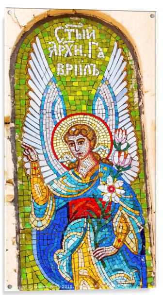 Angel Mosaic Lavra Cathedral Kiev Ukraine Acrylic by William Perry