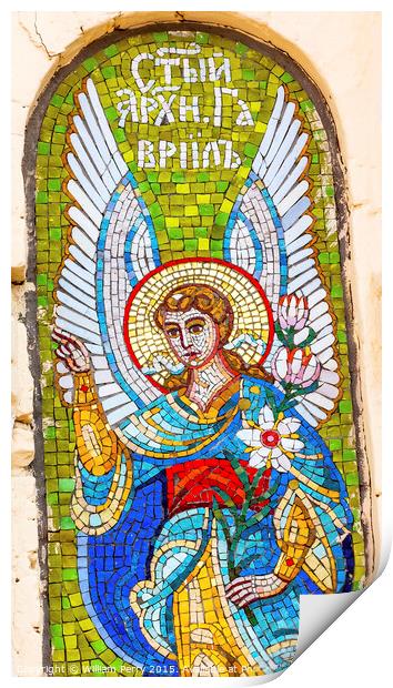 Angel Mosaic Lavra Cathedral Kiev Ukraine Print by William Perry