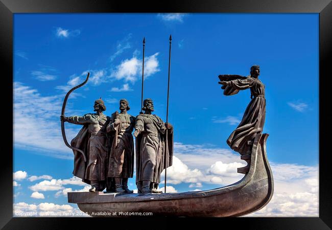 Founders Monument Dniper River Kiev Symbol Kiev Ukraine Framed Print by William Perry