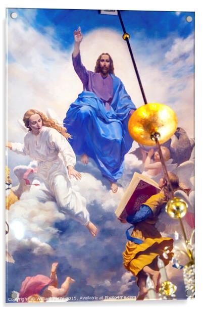 Jesus Angels Painting Saint Nicholas Kiev Ukraine Acrylic by William Perry