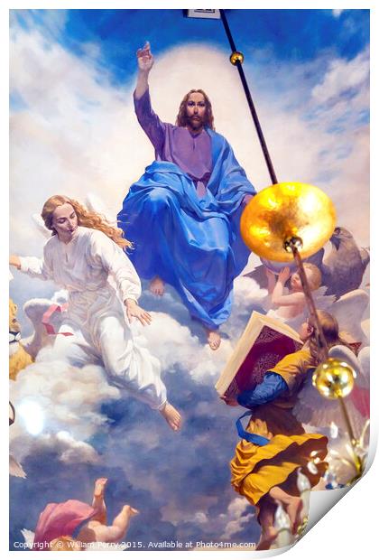 Jesus Angels Painting Saint Nicholas Kiev Ukraine Print by William Perry