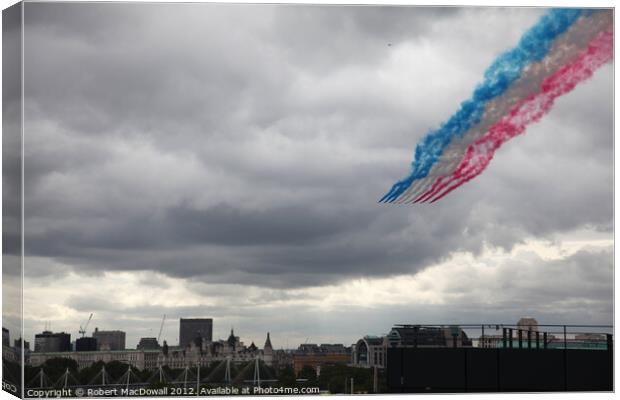 Red Arrows over Central London Canvas Print by Robert MacDowall