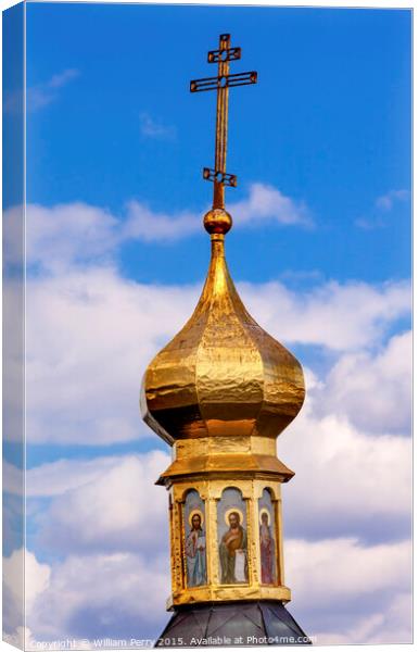 Cross Golden Dome Lavra Cathedral Kiev Ukraine Canvas Print by William Perry