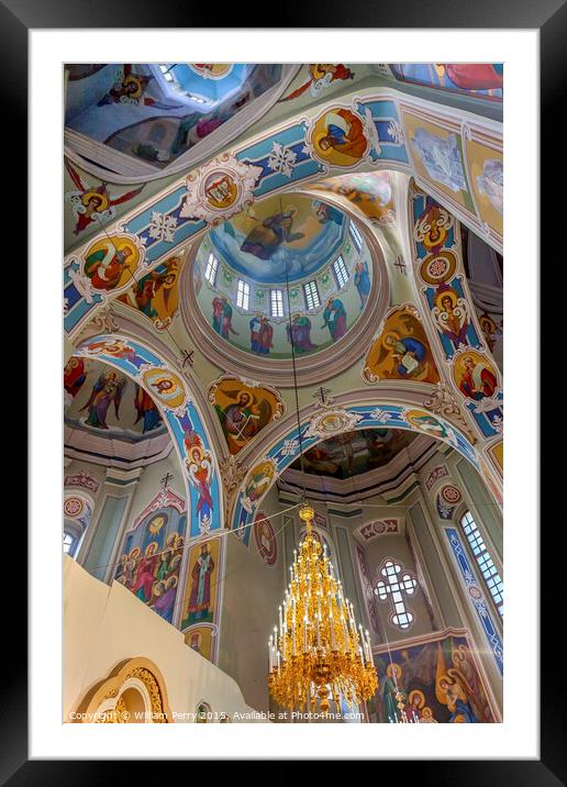 Interior Saint George Cathedral Vydubytsky Monastery Kiev Ukraine Framed Mounted Print by William Perry