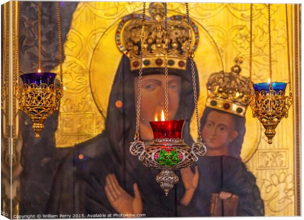 Incense Burners Madonna Icon Saint Nicholas Church Kiev Ukraine Canvas Print by William Perry