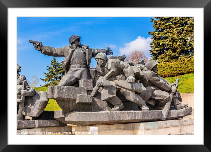 Soviet Soldiers Attacking World War 2 Monument Kiev Ukraine Framed Mounted Print by William Perry