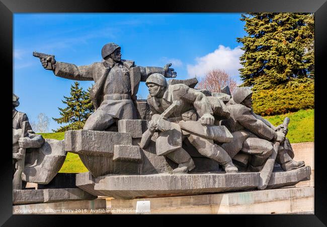 Soviet Soldiers Attacking World War 2 Monument Kiev Ukraine Framed Print by William Perry
