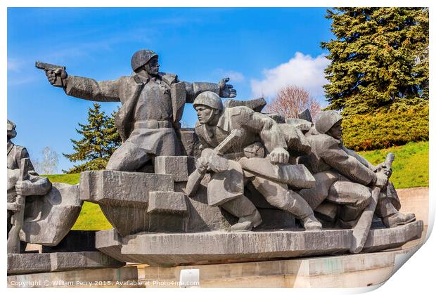 Soviet Soldiers Attacking World War 2 Monument Kiev Ukraine Print by William Perry