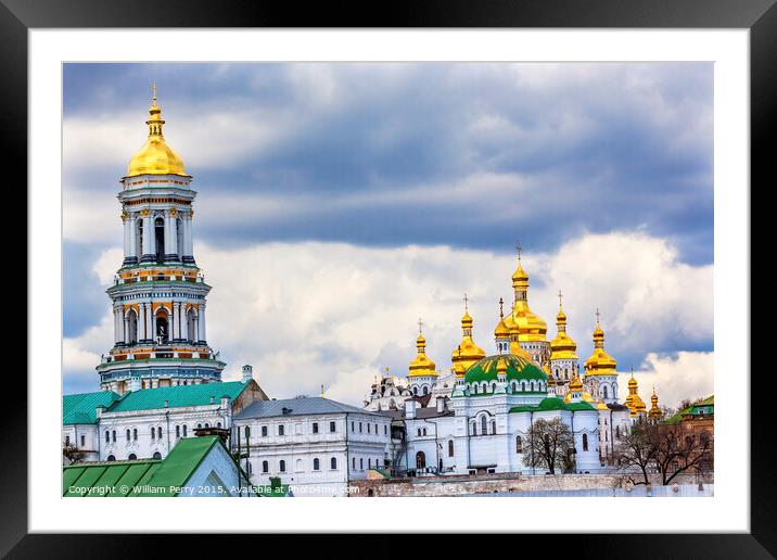 Great Bell Tower Uspenskiy Cathedral Lavra Cathedral Kiev Ukrain Framed Mounted Print by William Perry