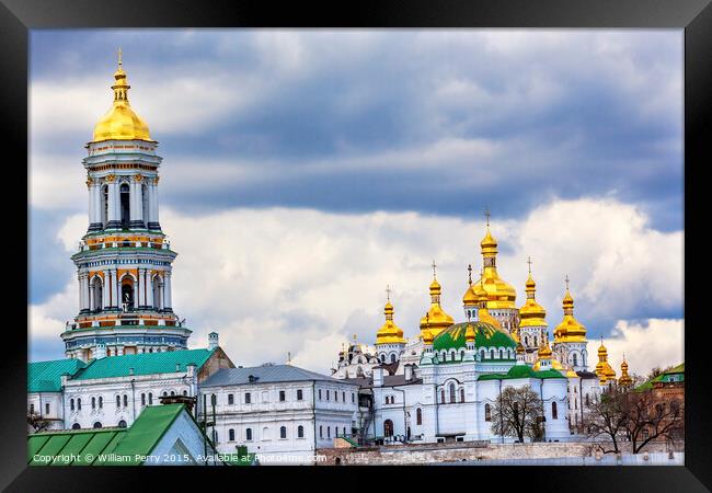 Great Bell Tower Uspenskiy Cathedral Lavra Cathedral Kiev Ukrain Framed Print by William Perry