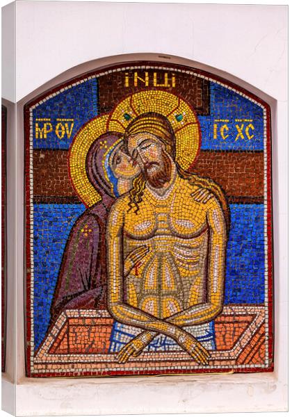 Pieta Mary Jesus Mosaic  Lavra Cathedral Kiev Ukraine Canvas Print by William Perry