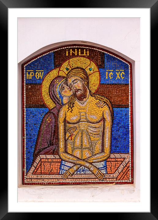 Pieta Mary Jesus Mosaic  Lavra Cathedral Kiev Ukraine Framed Mounted Print by William Perry
