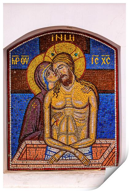 Pieta Mary Jesus Mosaic  Lavra Cathedral Kiev Ukraine Print by William Perry