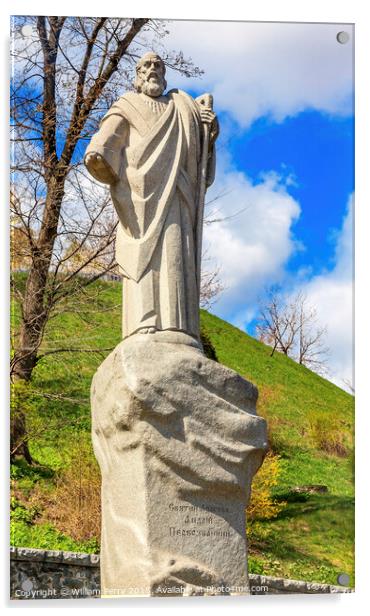 St Andrew Statue Patron Saint  Kiev Ukraine Acrylic by William Perry
