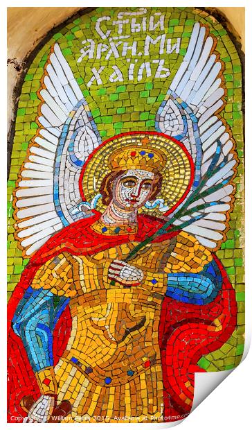 Saint Miichael Angel Mosaic Lavra Cathedral Kiev Ukraine Print by William Perry