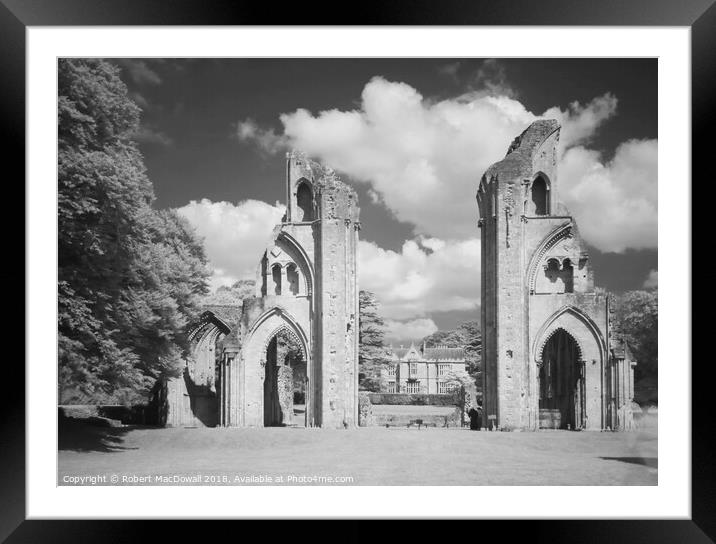 Glastonbury Abbey in infrared Framed Mounted Print by Robert MacDowall