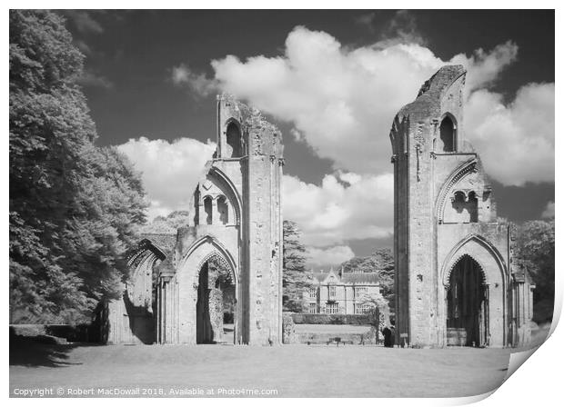 Glastonbury Abbey in infrared Print by Robert MacDowall