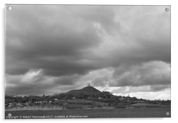 Storm clouds gather over Glastonbury Tor Acrylic by Robert MacDowall