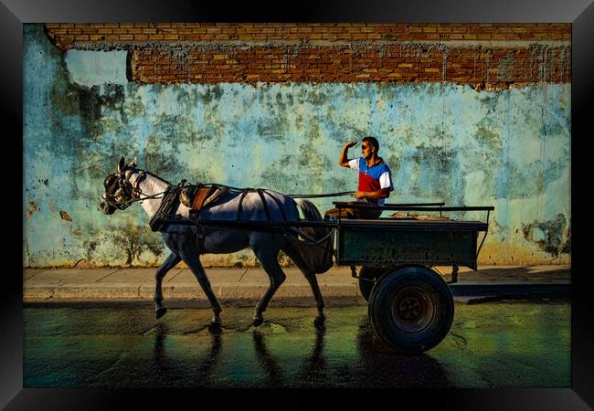 Cuban Horse And Cart In Trinidad De Cuba Framed Print by Chris Lord
