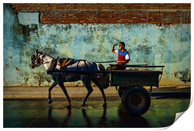 Cuban Horse And Cart In Trinidad De Cuba Print by Chris Lord